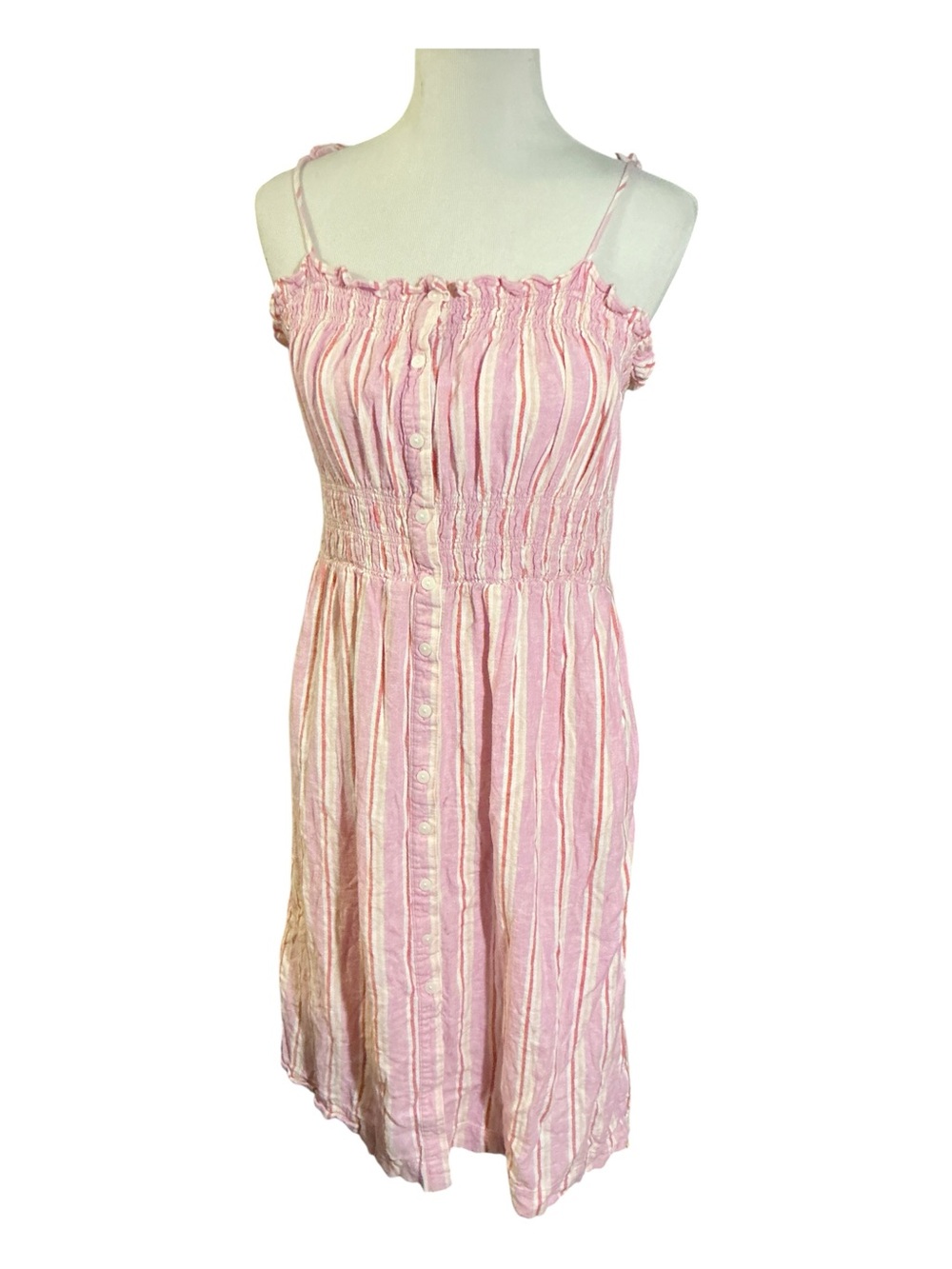 Pink Striped Smocked Sundress